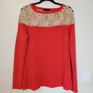 Scanctuary Burnt Orange Lace Knit Sweater